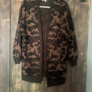 Philosophy Black and Brown Camouflage Cardigan